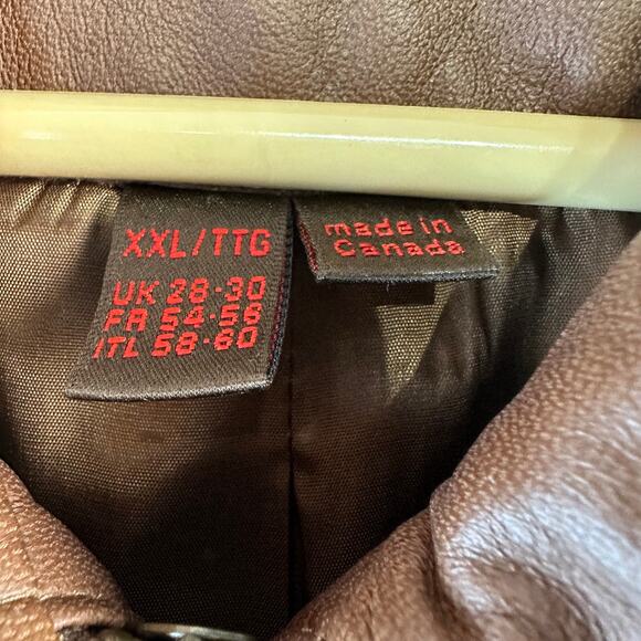 Danier‎ Vintage Leather Jacket Womens 2XL Brown Full Zip Butter Soft Above Knee - Picture 9 of 13